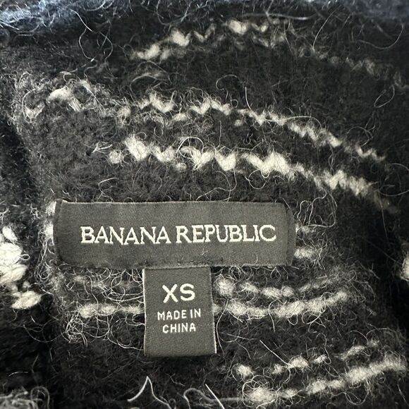 Banana Republic Sweater Women XS Space Dye Black White Alpaca Wool Chunky knit - Picture 10 of 13